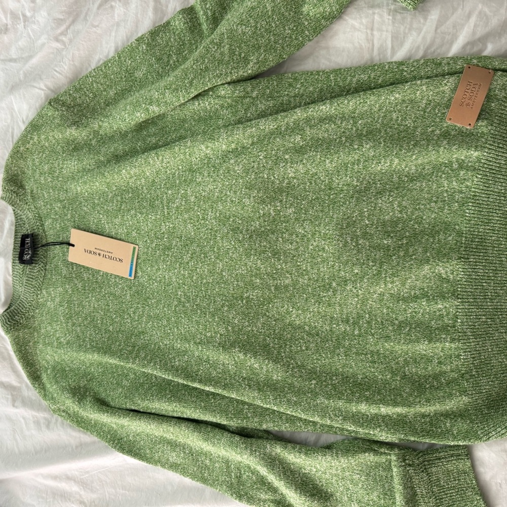 Scotch & Soda Green Crewneck Sweater with Textured Knit Dead Stock